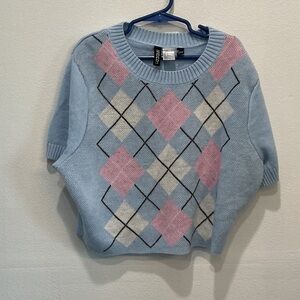Forever 21 Blue and Pink Argyle Sweater